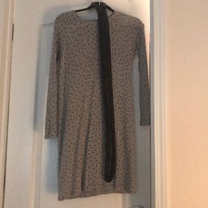 MNG Polka dot sweater dress with belt